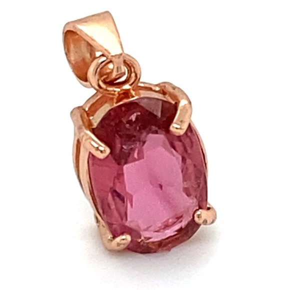 Rubellite 1.25ct Rose Gold Finish Silver Pendant